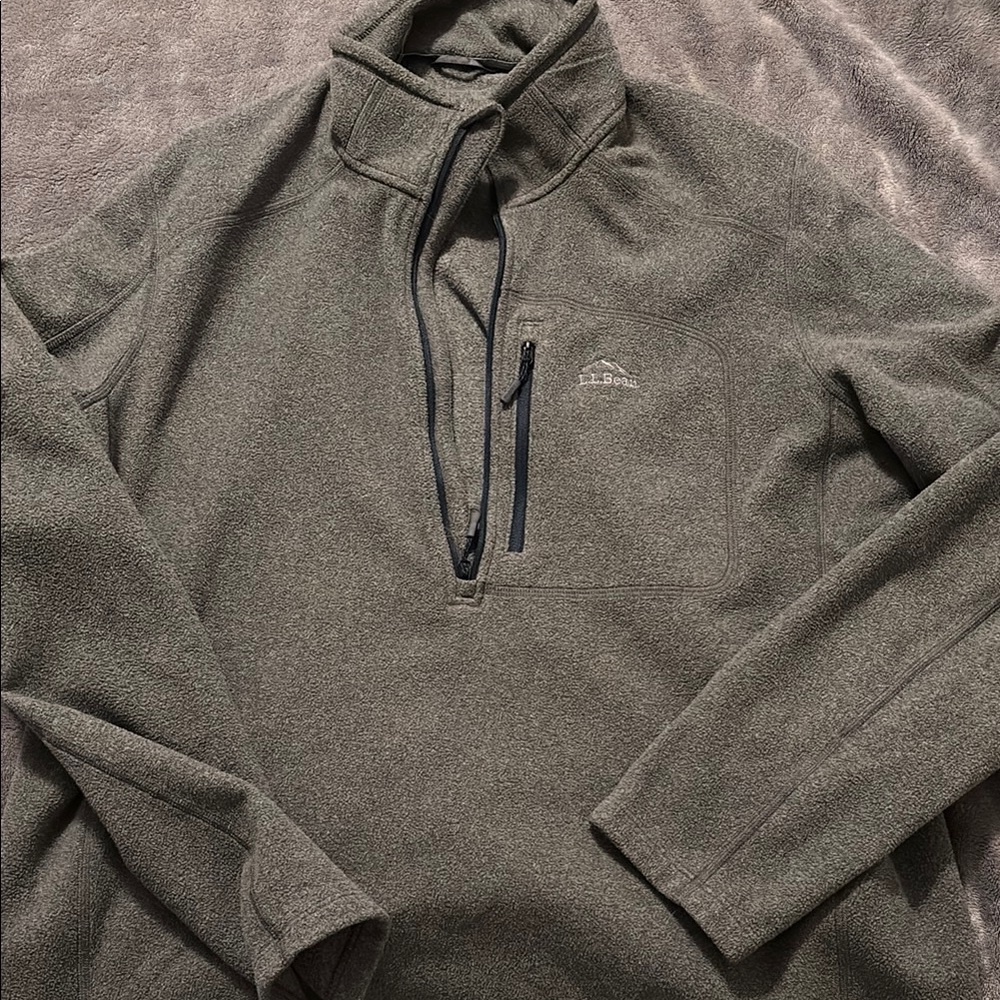 L.L. Bean Gray Zip Up Sweater with Standing Collar